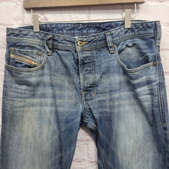 Diesel Zatiny Regular Bootcut Jeans 34x32 Fits 36x34 Distress Button Fly 0803M - Picture 2 of 10